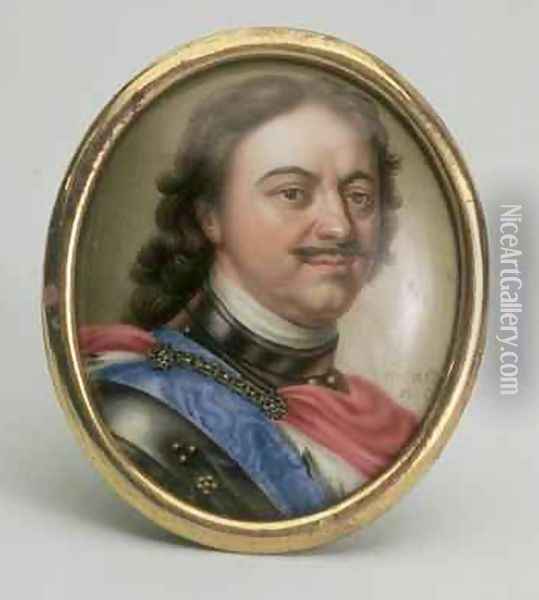 Portrait of Peter I, c.1720 Oil Painting - Andrei Grigorievich Ovsov