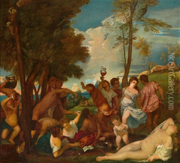 Bacchanal (after Titian) Oil Painting - Wilhelm Auberlen