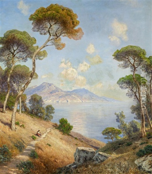 Blick Auf Den Golf Von Neapel Oil Painting - Ascan Lutteroth