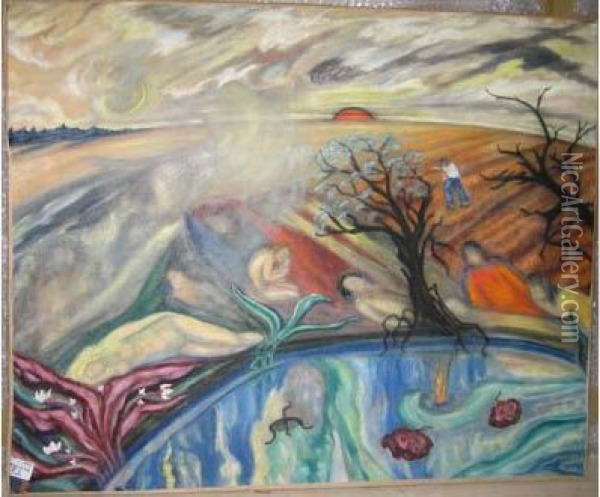 Composition, Paysage, Circa 1930 Oil Painting - Sophie De Schomberg Szymberska