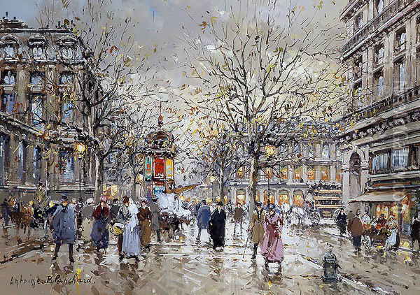 Place du Palais Royal Oil Painting - Agost Benkhard