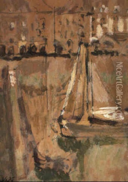 Dieppe Harbour Oil Painting - Walter Sickert