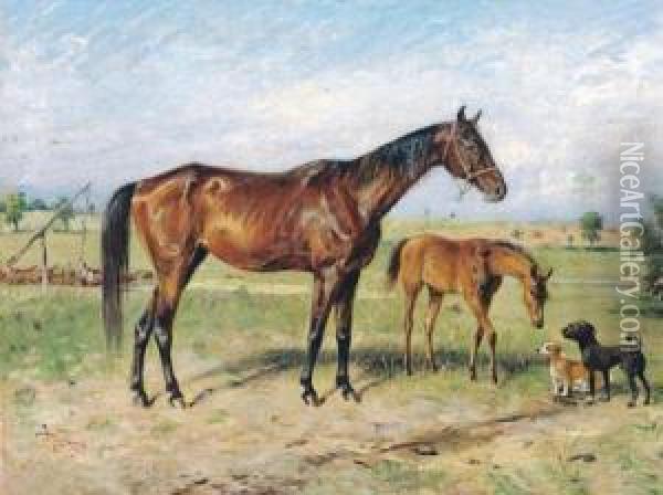 Pferde Auf Der Weide Oil Painting - Frantisek Straybl