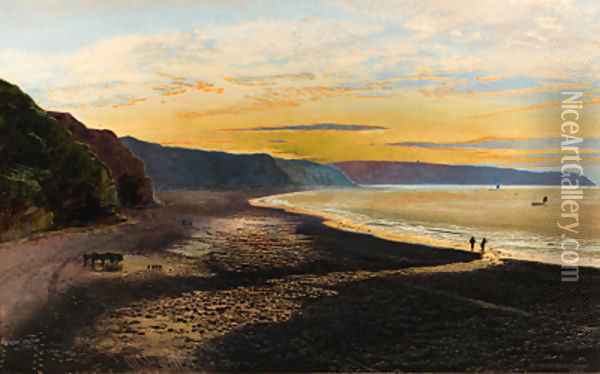 Whitby Sands, sunset Oil Painting - John Atkinson Grimshaw