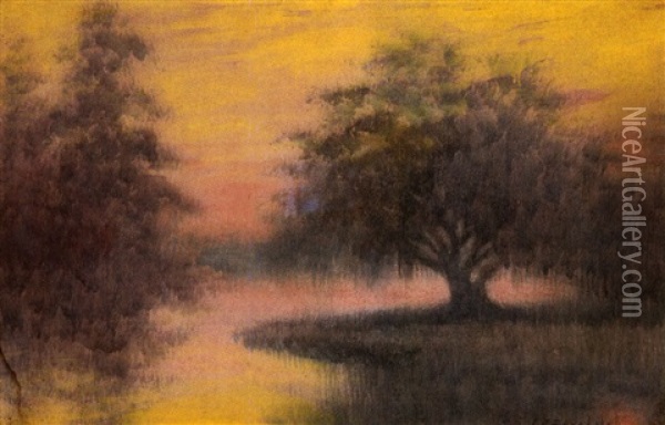 Sunset On The Bayou Oil Painting - Alexander John Drysdale