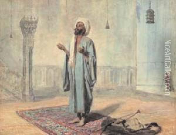Arabo Nella Moschea Oil Painting - Cesare Biseo