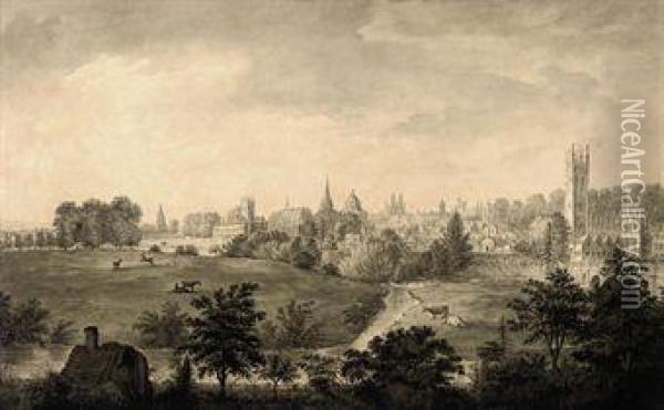 An Extensive View Of Oxford From Christchurch Meadows Oil Painting - Ferdinand Bauer