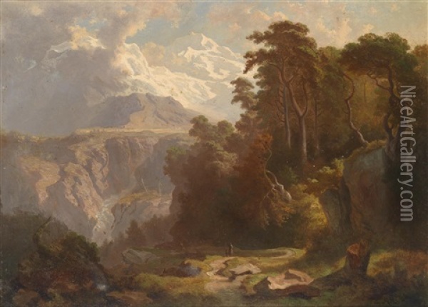 Hochgebirgslandschaft(bernina Alpen) Oil Painting - Heinrich Heinlein