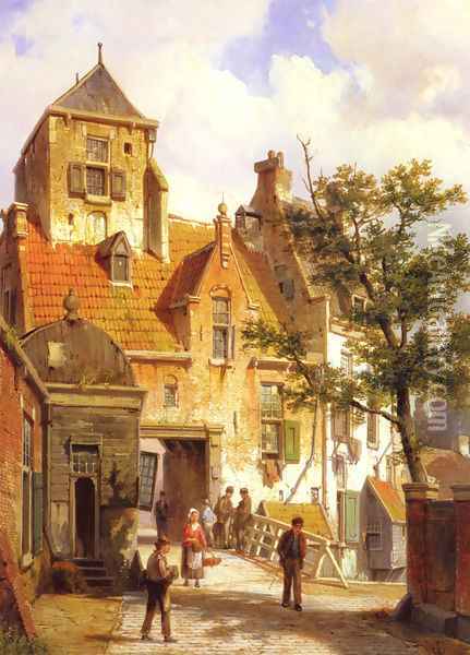 A Street Scene in Haarlem Oil Painting - Willem Koekkoek