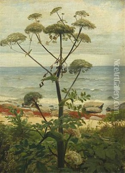 Landscape With View Over The Sea Oil Painting - Niels Peter Rasmussen
