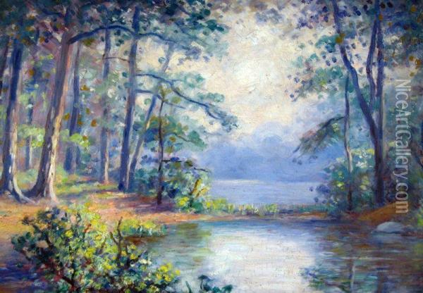 Forest Lake Oil Painting - Edmund William Evans