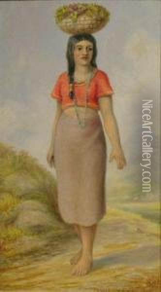 Tiahuantapec Girl, Mexico Oil Painting - George Martin Ottinger