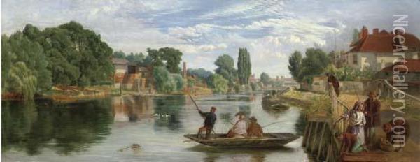 On The Thames, Staines Oil Painting - William Henry Knight