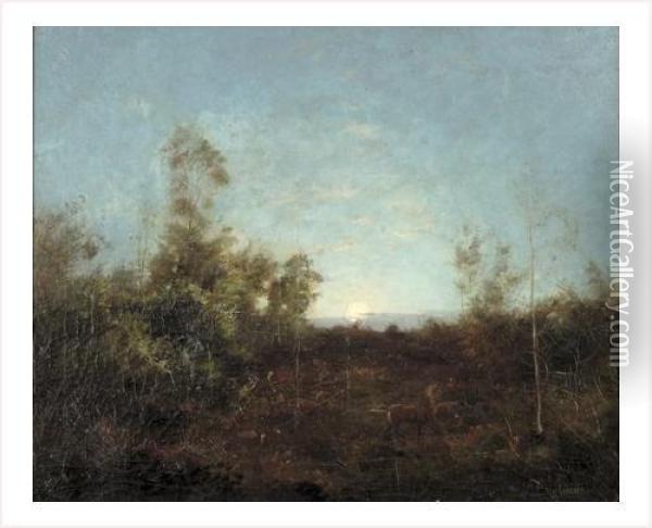 Les Biches Au Clair De Lune Oil Painting - Jean Desbrosses