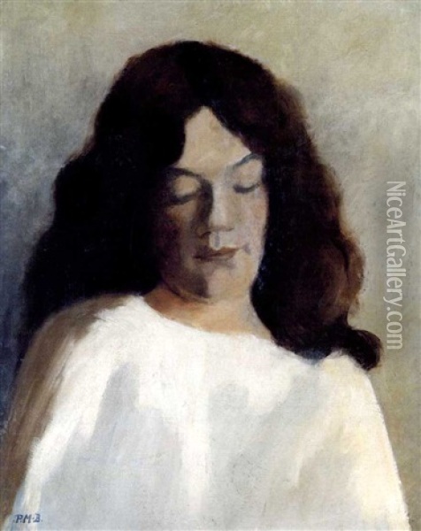 Brustbild Einer Jungen Frau Mit Offenem Haar Oil Painting - Paula Modersohn-Becker