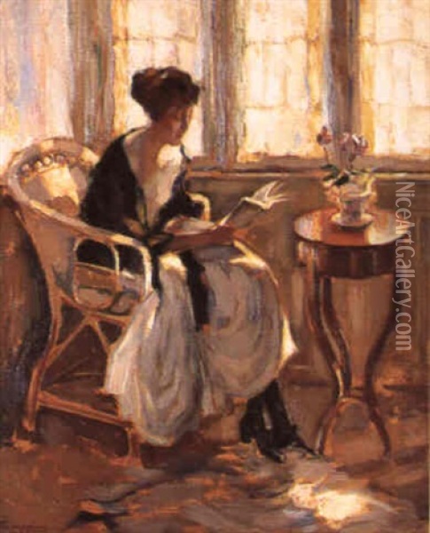 Lesende Frau Am Fenster Oil Painting - Wilhelm Hempfing