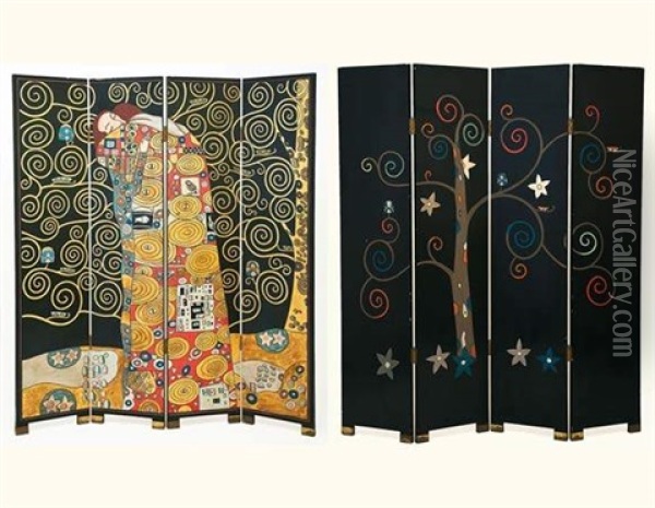 Accomplissement (on 4 Panels) Oil Painting - Gustav Klimt
