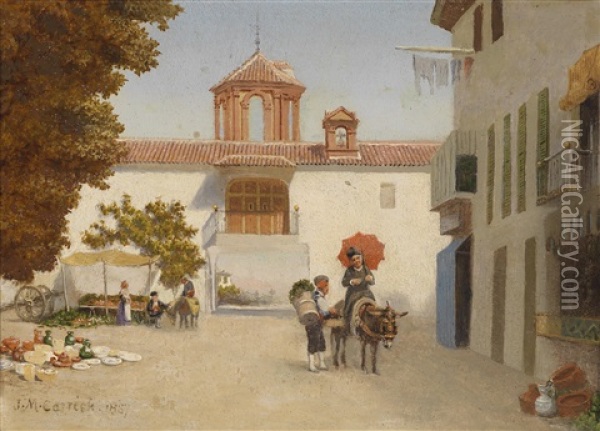 Zwei Ansichten Bei Granada (2 Works) Oil Painting - John Mulcaster Carrick