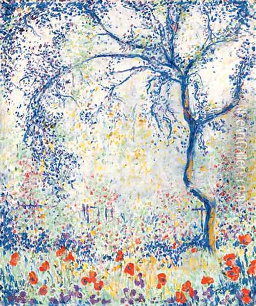 Plum Tree in the Artist's Garden Oil Painting - Theodore Butler