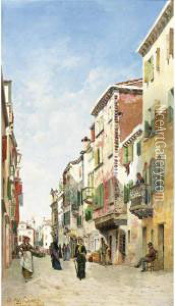 Via San Giorgio Di Schiavone Oil Painting - Federico del Campo