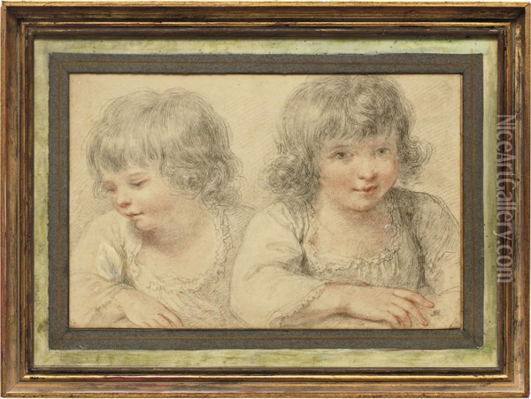 Study Of Two Children Oil Painting - Ozias Humphrey