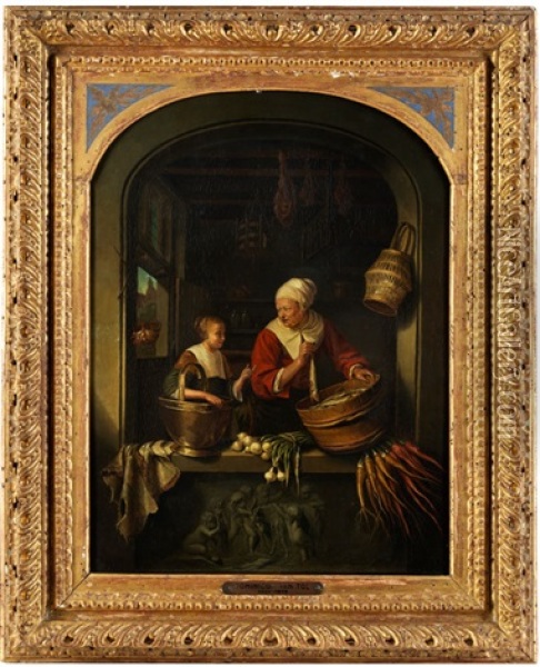 Kucheninterieur Durch Eine Fensternische Gesehen Oil Painting - Dominicus van Tol