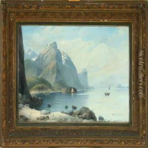 Norwegian Inlet Oil Painting - Siegfried A. Sofus Hass