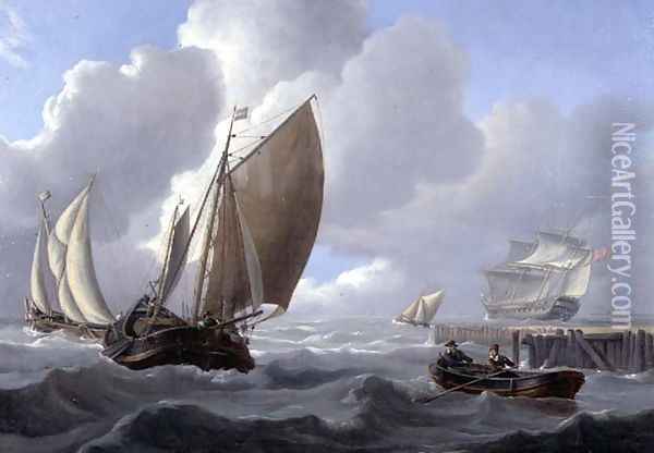 Shipping off the Dutch Coast Oil Painting - Charles Martin Powell