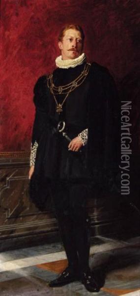 Portrait Of J. O. R. Fairlie Of Myres, Standing Full-length, Inceremonial Robes Oil Painting - Giuseppe Guidi