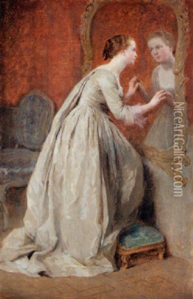 Femme Aux Miroir Oil Painting - Charles Joshua Chaplin