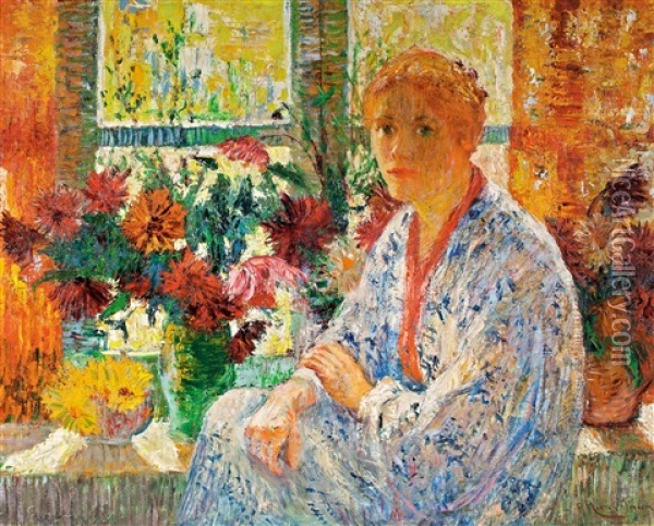 Femme Au Kimono Oil Painting - Francis Morton-Johnson