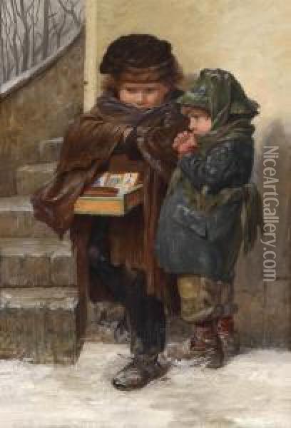 The Young Lottery Ticket Sellers Oil Painting - Agathe Roestel