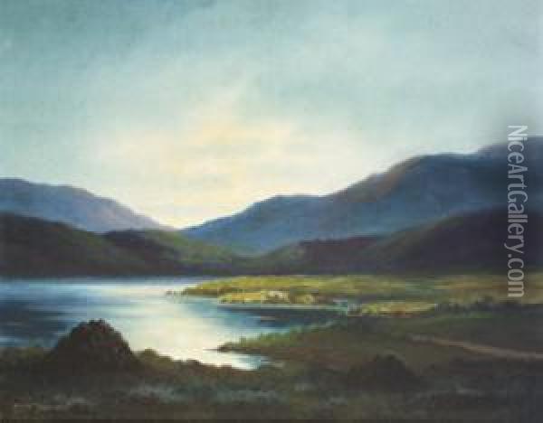 Lake And Mountain Landscape Oil Painting - Douglas Alexander