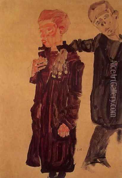 Two Guttersnipes Oil Painting - Egon Schiele