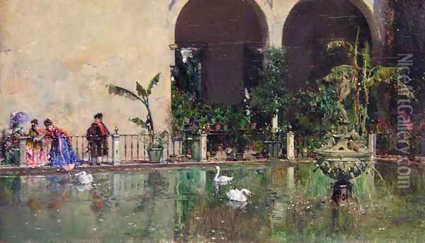 Reservoir in the gardens of the Royal Alcazar in Sevilla Oil Painting - Raimundo de Madrazo y Garreta