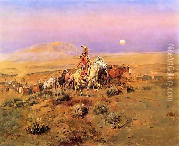 The Horse Thieves Oil Painting - Charles Marion Russell