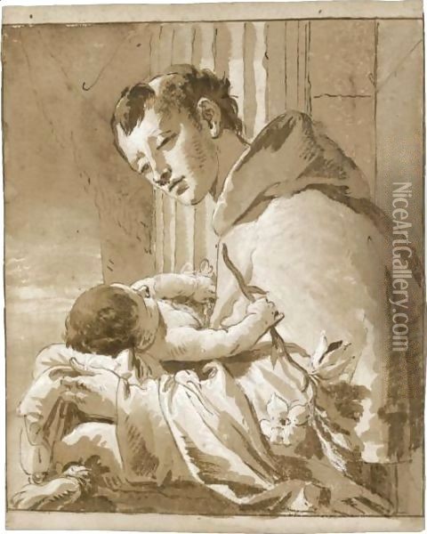 St. Anthony Of Padua And The Christ Child Oil Painting - Giovanni Battista Tiepolo