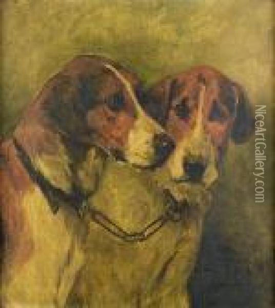 A Couple Of Hounds Oil Painting - John Emms