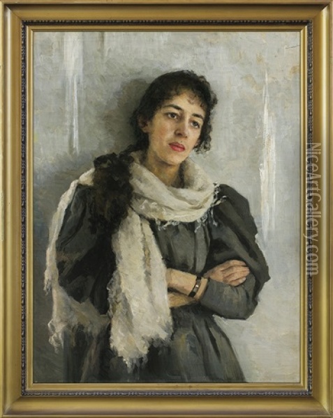 Portrait Of The Fiancee Oil Painting - Casimir Stabrovsky