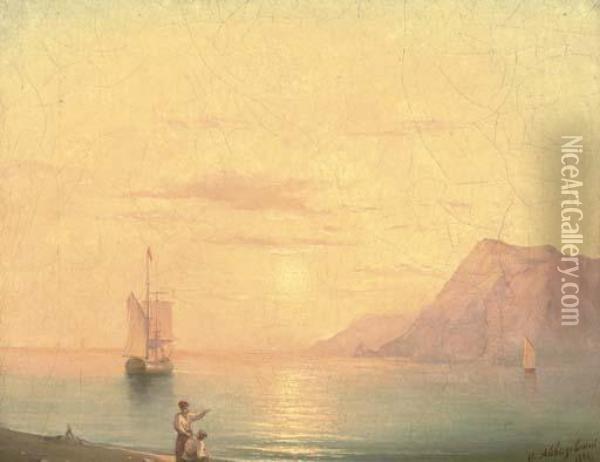 Sunset Over The Sea Oil Painting - Ivan Konstantinovich Aivazovsky