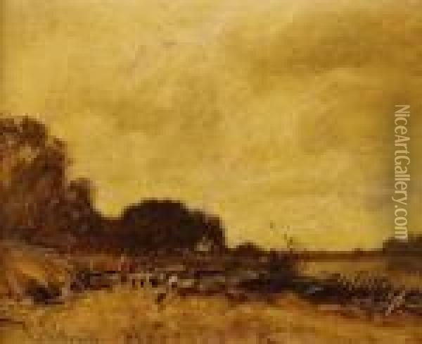Schafer In Landschaft Oil Painting - Ludwig Willroider