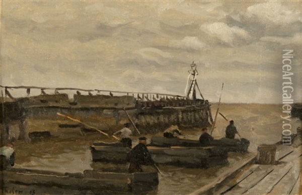 Vissers Bij Een Havenhoofd Aan De Zuiderzee Oil Painting - Willem Bastiaan Tholen