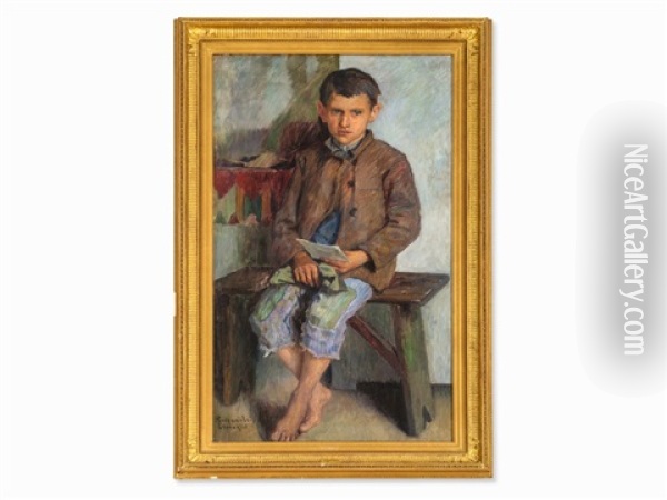 Boy With Letter Oil Painting - Nikolai Petrovich Bogdanov-Bel'sky