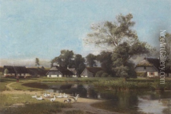 Dorf In Der Nahe Von Tapiau Oil Painting - Otto Rabe