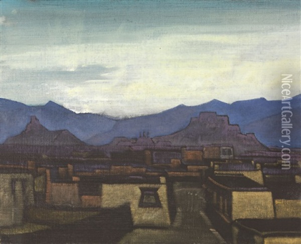 Dzong At Evening Oil Painting - Nikolai Konstantinovich Roerich