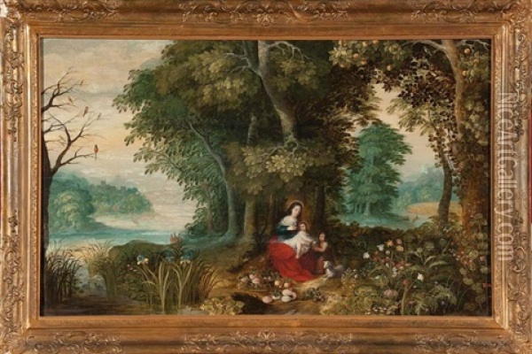 La Sainte Famille Dans Un Paysage Printanier Oil Painting - Peeter Van Avont
