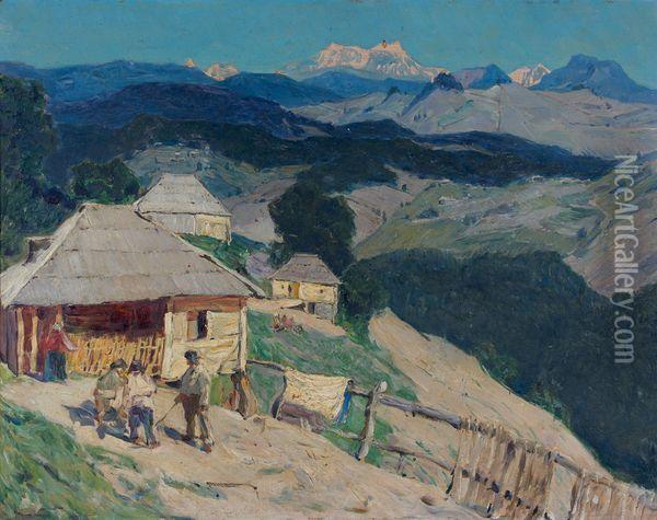 Vue Du Caucase Oil Painting - Manuel Khristoforovich Aladzhalov