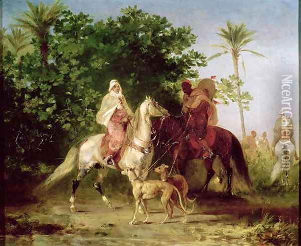 Departing for the Hunt Oil Painting - Eugene Fromentin
