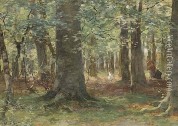 Playing In The Woods Oil Painting - Willem Bastiaan Tholen
