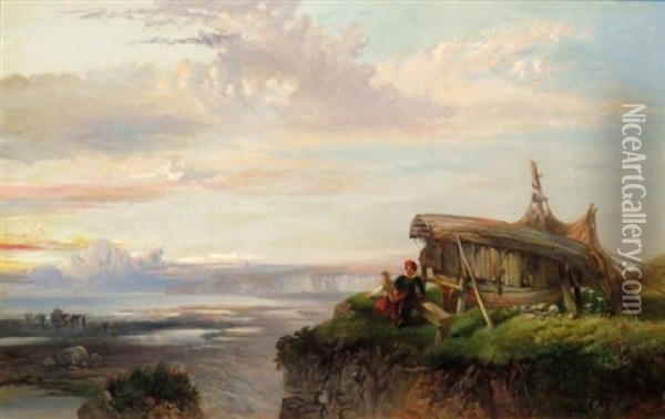 A Rest By The Overlook Oil Painting - James Baker Pyne